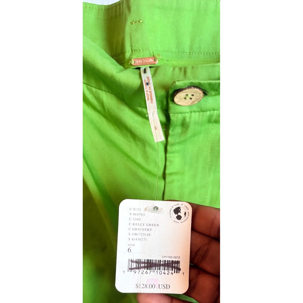 Free People Lucia Kelly Green‎ Pleated Harem Cropped Balloon Pants Size 6 NWT - Picture 5 of 7
